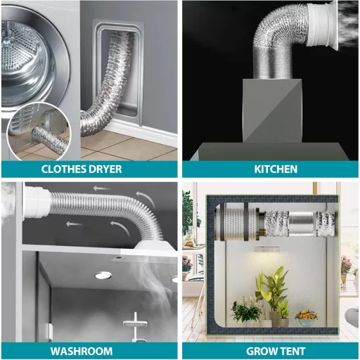 Tub flexibil din aluminiu HG Power 100 mm, lungime 2 m