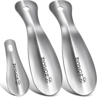   ZOMAKE Fém Cipőkanál 3 db Ezüst Cipősegítő Férfiaknak Nőknek Időseknek