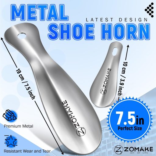 ZOMAKE Fém Cipőkanál 3 db Ezüst Cipősegítő Férfiaknak Nőknek Időseknek