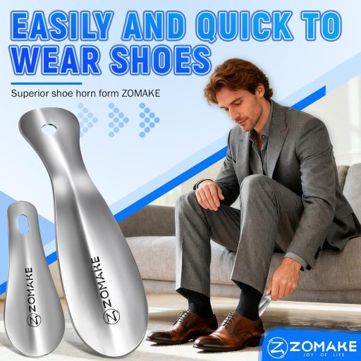 ZOMAKE Fém Cipőkanál 3 db Ezüst Cipősegítő Férfiaknak Nőknek Időseknek