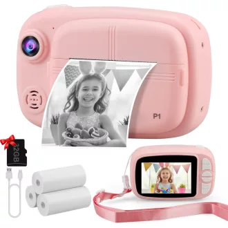   Misilmp Instant Digitális Gyermekkamera 3.5" 1080P Nyomtatóval Pink