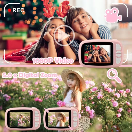 Misilmp Instant Digitális Gyermekkamera 3.5" 1080P Nyomtatóval Pink