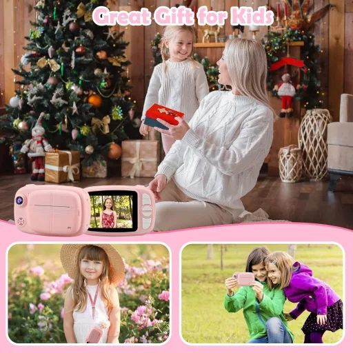 Misilmp Instant Digitális Gyermekkamera 3.5" 1080P Nyomtatóval Pink