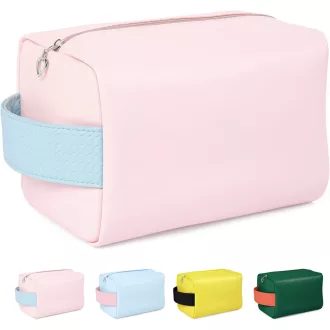   Ružový vodeodolný kožený kozmetický kufrík MAGEFY pre ženy, do kabelky