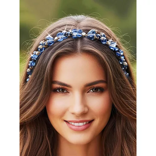 IYOU Vintage Kristály Hajpánt Kék Strasszos Hajdísz Női Alkalmi Frizura Kiegészítő Buli Bálhoz