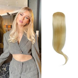   Dsoar 2 ks vlnitých bočných ofín z pravých vlasov, kučeravé predlžovacie príčesky, blond