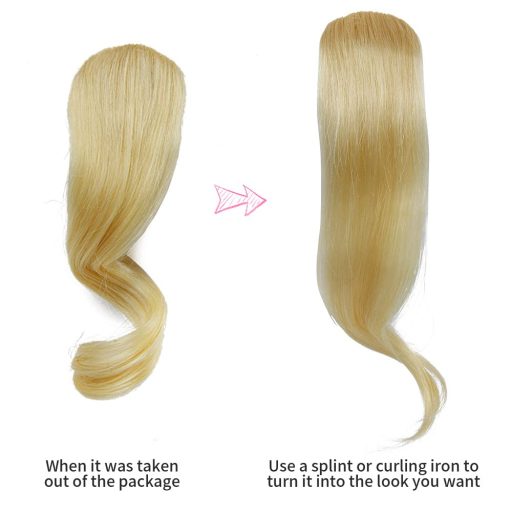 Dsoar 2 ks vlnitých bočných ofín z pravých vlasov, kučeravé predlžovacie príčesky, blond
