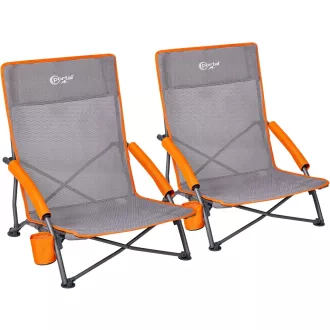   Portal Összecsukható Kempingszék - Könnyű, Hordozható Strandszék 150 kg Teherbírással, Légáteresztő Anyag, Pohártartóval, Szürke