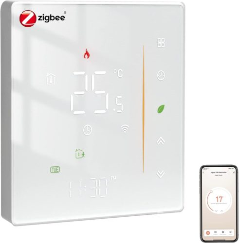 MOES Zigbee Okos Termosztát Vízalapú Padlófűtéshez - Programozható Digitális Szobai Hőszabályzó Alexa/Google Home Kompatibilis, Tuya App Vez