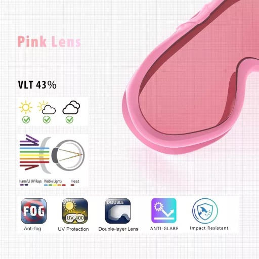 ZABERT Gyerek Síszemüveg OTG Snowboard Szemüveg 6-14 Év UV Védelem Páramentesítés