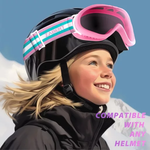 ZABERT Ochelari de schi pentru copii, compatibili cu ochelari de vedere, ochelari de snowboard pentru 6-14 ani, protecție UV, anti-ceață.