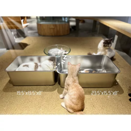 IKITCHEN Nerezová toaleta pre mačky extra veľká s vysokým okrajom, vhodná aj pre králiky, 23,5x15,5x8 cm