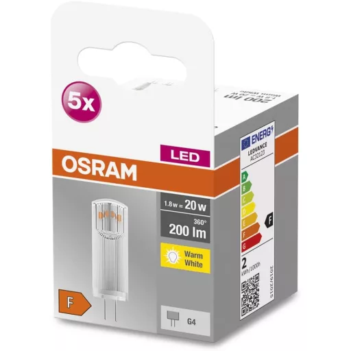 OSRAM Star PIN G4 LED izzó meleg fehér 2700K 200 lumen 5 darab csomag - 20W-Replacement, G4-Base