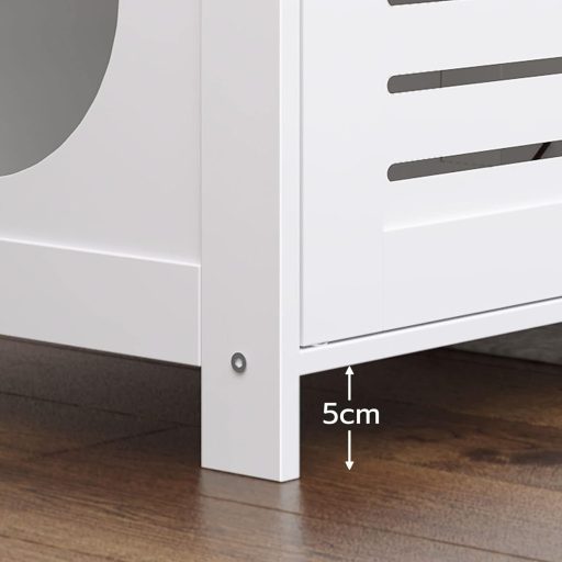 HOOBRO Velencei Stílusú Fa Macska WC Bútor, Cica Alakú Bejárattal, Fehér, 60 x 45 x 50 cm, Beltéri Alomtakaró Szekrény