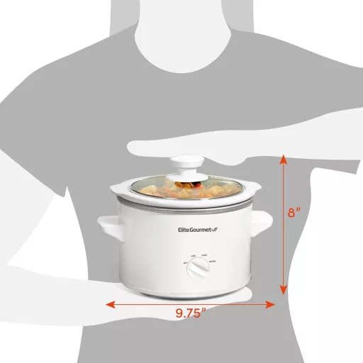 Elite Gourmet Kerámia Lassú Főzőedény 1,7L Fehér Szabályozható Hőmérséklettel