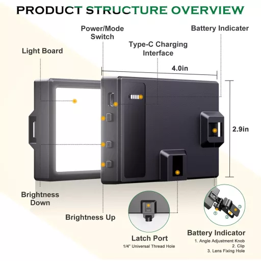 UBeesize USB-s Gyűrűlámpa Laptop Webkamera Videokonferencia Fényerősség Szabályozható