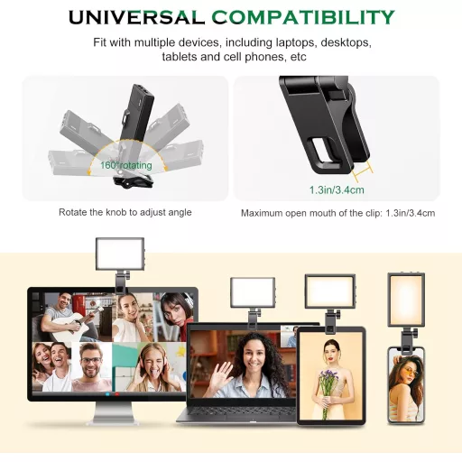 UBeesize USB-s Gyűrűlámpa Laptop Webkamera Videokonferencia Fényerősség Szabályozható