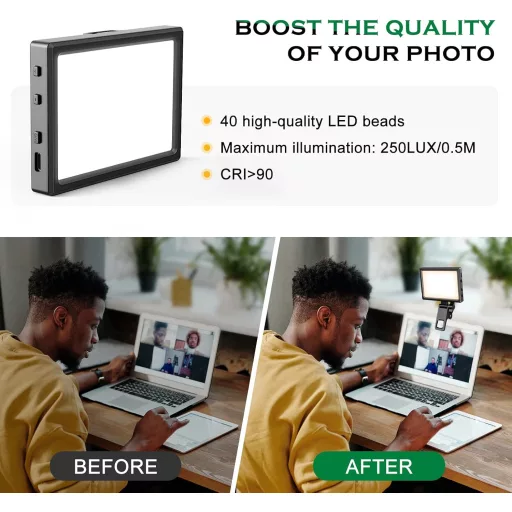 UBeesize USB-s Gyűrűlámpa Laptop Webkamera Videokonferencia Fényerősség Szabályozható