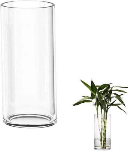 Vază de Sticlă Suflată Manual TSKDKIT - Vază de Cristal de 20 cm Înălțime, Vază Cilindrică, Suport Lumânare, Ghiveci pentru Decorațiuni Acasă și la Birou, Cadou