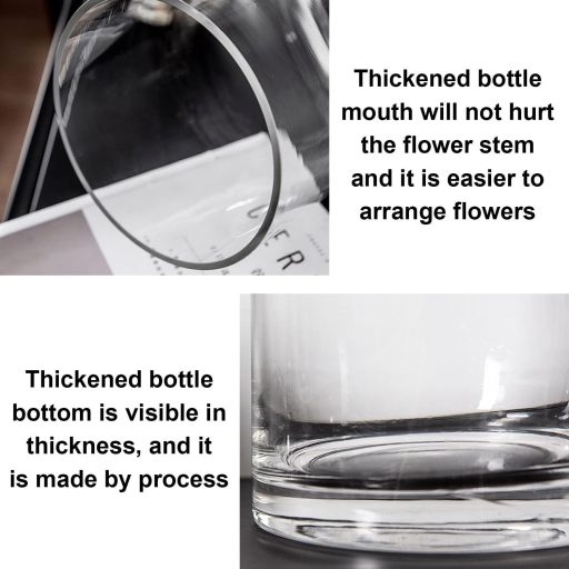 TSKDKIT Kézzel Fújt Üveg Virágváza - 20 cm Magas Kristály Váza, Henger Alakú Gyertyatartó, Növénytartó Otthoni és Irodai Dekorációhoz, Ajánd