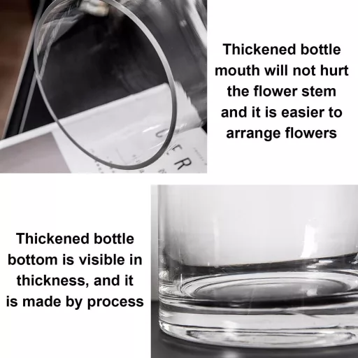 Vază de Sticlă Suflată Manual TSKDKIT - Vază de Cristal de 20 cm Înălțime, Vază Cilindrică, Suport Lumânare, Ghiveci pentru Decorațiuni Acasă și la Birou, Cadou