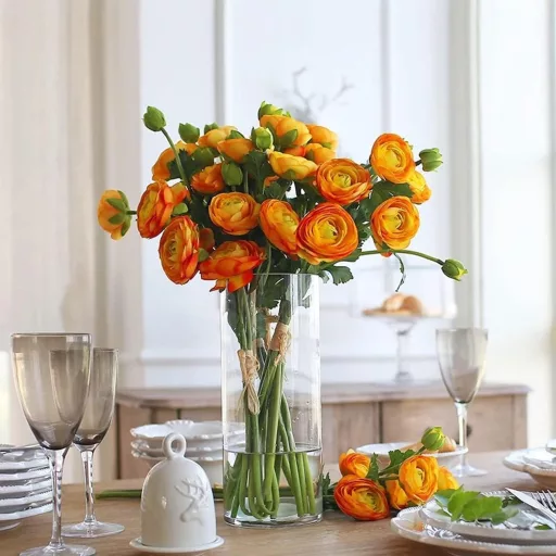 Vază de Sticlă Suflată Manual TSKDKIT - Vază de Cristal de 20 cm Înălțime, Vază Cilindrică, Suport Lumânare, Ghiveci pentru Decorațiuni Acasă și la Birou, Cadou