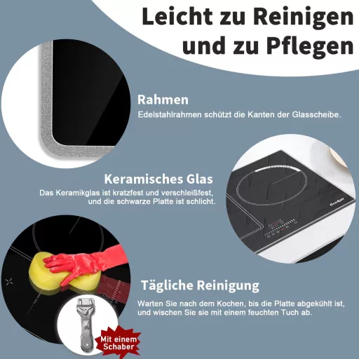 Cooksir 60 cm beépíthető indukciós főzőlap 3 zónás 6800W Flex Zone grillezéshez