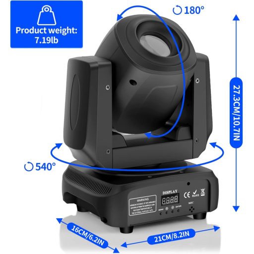 UKing 100W LED Moving Head Reflektor DMX 512 RGBW Prizma Fényeffekt 8 Szín 8 Gobo DJ Disco Színpadi Világítás