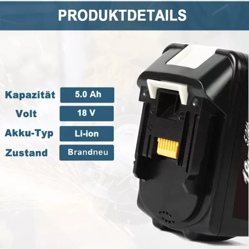 Makita 18V 5,0Ah Li-Ion akkumulátor - VANTTECH 2db helyettesítő akku BL1850B kompatibilis