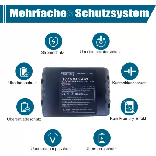 Makita 18V 5,0Ah Li-Ion akkumulátor - VANTTECH 2db helyettesítő akku BL1850B kompatibilis