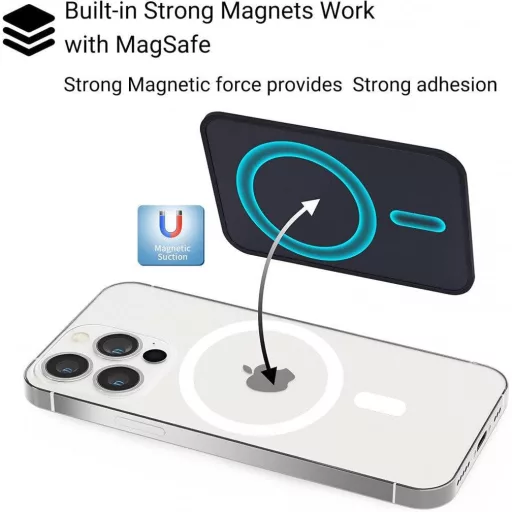 WUOJI MagSafe Mágneses Kártyatartó iPhone 12/13/14-hez - Fekete