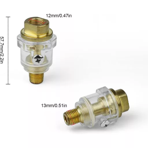SRJQXH Mini pneumatická olejovačka pre pneumatické náradie - 2ks 1/4" závitová, žiaruvzdorná vzduchová prídavná sada s priehľadnou nádržou