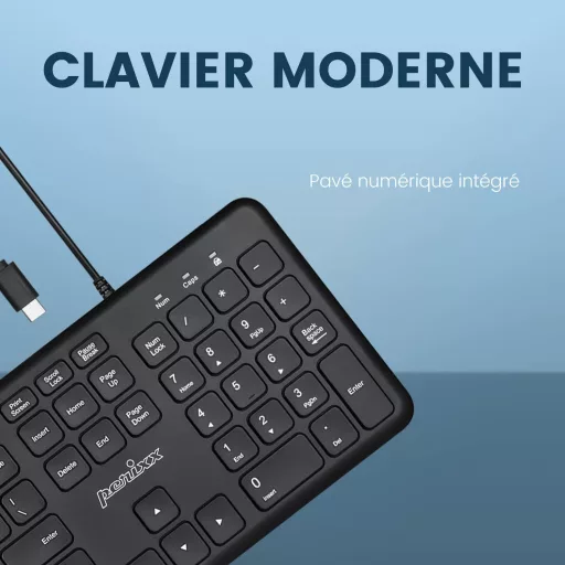 Perixx PERIBOARD-210C USB-C Vezetékes Billentyűzet AZERTY Fekete