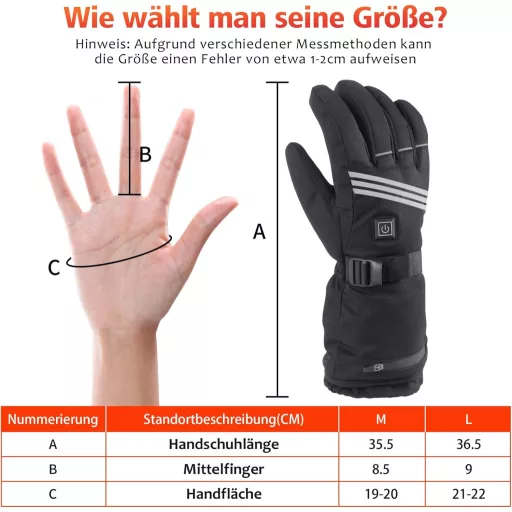LOTTBUTY Mănuși Încălzite Bărbați Femei Unisex 7.4V 5000mAh cu Baterie 4 Nivele Temperatură Impermeabile Iarnă Motociclism Ciclism Schi