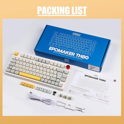 Tastatură Mecanică de Gaming EPOMAKER TH80 PRO - 75% RGB, Hot-Swap, 3 Moduri de Conectare, Taste PBT, Compatibilă PC/Mac/PS4/PS5/Xbox, Theo