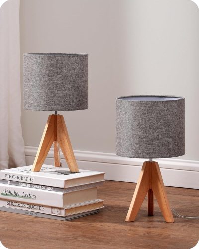 Set lampă de podea EDISHINE - Abajur gri din in, dulie E27, pentru dormitor, living