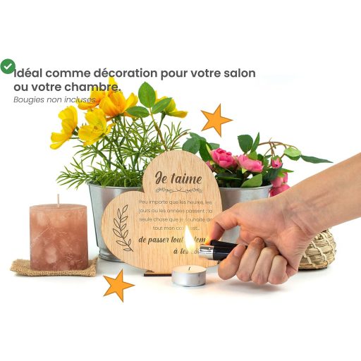 CONTRAXT Fa Képeslap Szerelmeseknek - Szív Alakú Ajándékkártya Pároknak Állvánnyal - Valentin-napi, Évfordulós Szerelmi Üzenet