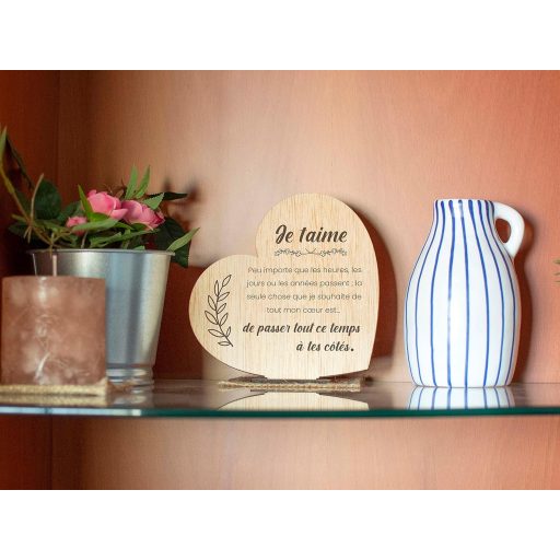 CONTRAXT Fa Képeslap Szerelmeseknek - Szív Alakú Ajándékkártya Pároknak Állvánnyal - Valentin-napi, Évfordulós Szerelmi Üzenet