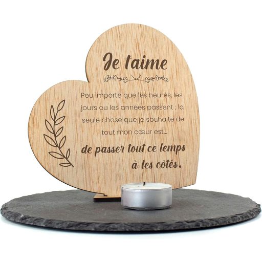 CONTRAXT Fa Képeslap Szerelmeseknek - Szív Alakú Ajándékkártya Pároknak Állvánnyal - Valentin-napi, Évfordulós Szerelmi Üzenet