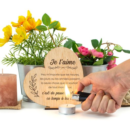 CONTRAXT Fa Képeslap Szerelmeseknek - Szív Alakú Ajándékkártya Pároknak Állvánnyal - Valentin-napi, Évfordulós Szerelmi Üzenet