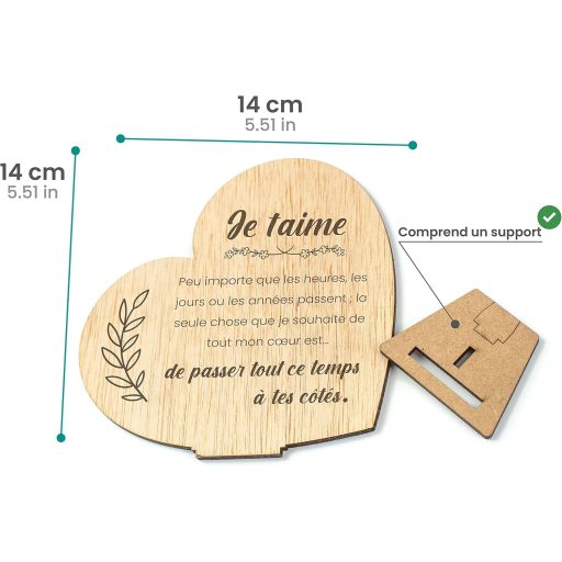 CONTRAXT Fa Képeslap Szerelmeseknek - Szív Alakú Ajándékkártya Pároknak Állvánnyal - Valentin-napi, Évfordulós Szerelmi Üzenet