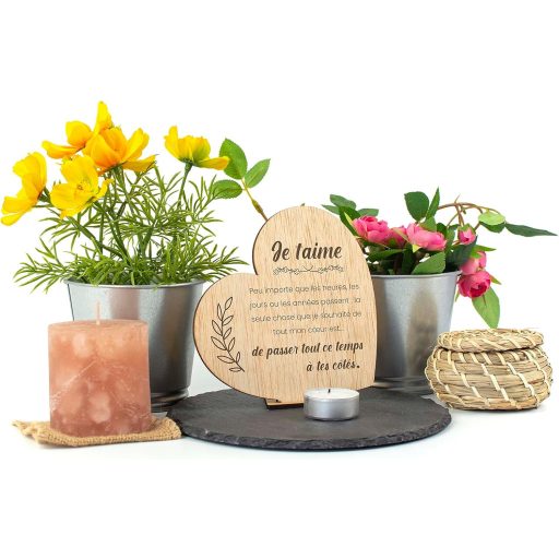 CONTRAXT Fa Képeslap Szerelmeseknek - Szív Alakú Ajándékkártya Pároknak Állvánnyal - Valentin-napi, Évfordulós Szerelmi Üzenet