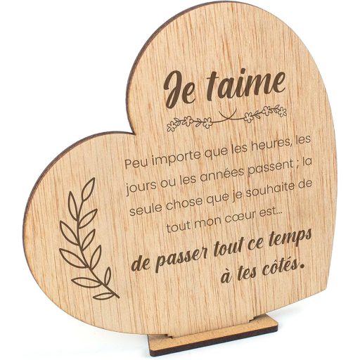 CONTRAXT Fa Képeslap Szerelmeseknek - Szív Alakú Ajándékkártya Pároknak Állvánnyal - Valentin-napi, Évfordulós Szerelmi Üzenet