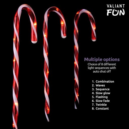 Valiant Fun Vianočné LED svetelné reťaze v tvare cukroviniek, červené, 8 ks, 64 LED, 4,2 m