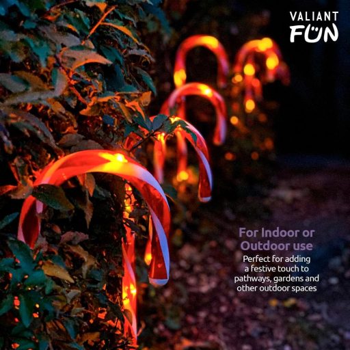 Valiant Fun Karácsonyi Cukorbot LED Fényfüzér Piros 8db 64 LED 4,2m