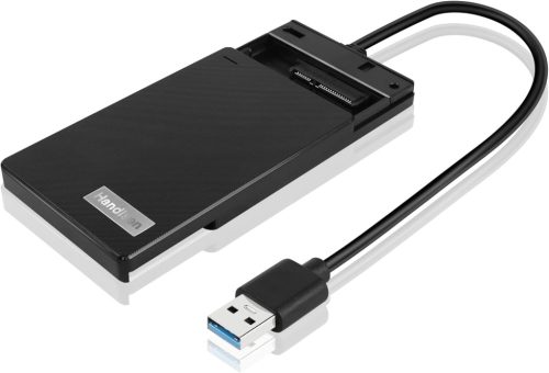GINTOOYUN 2,5" HDD/SSD Külső Ház - USB 3.0 Szuper Gyors SATA III Merevlemez Tok Laptophoz és PC-hez, LED Kijelzővel, Fekete