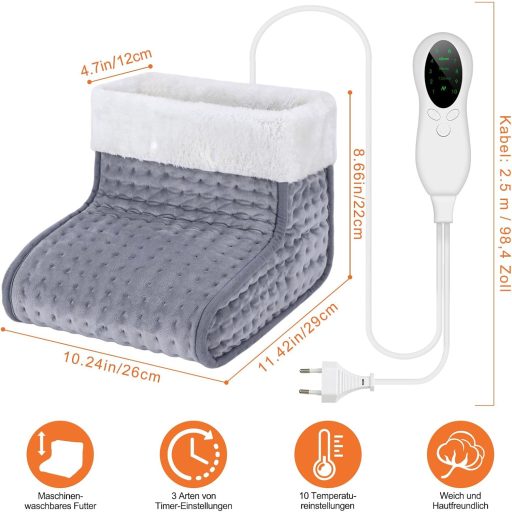 Biutee elektromos lábmelegítő 10 fokozatú termosztáttal, 3 időzítővel, mosható huzattal