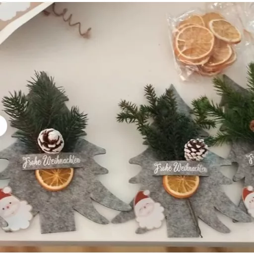 MKISHINE Suport pentru tacâmuri de Crăciun, pâslă, brad de Crăciun, decor de masă, cadou