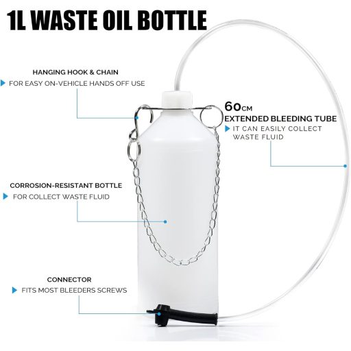 Aparat de aerisit sistemul de frânare SMOTIVEPRO 3L cu adaptor E20 - Set compatibil pentru schimbarea lichidului de frână pentru mașini europene, cu manometru