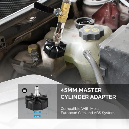 SMOTIVEPRO 3L Fékrendszer Légtelenítő Készülék E20 Adapterrel - Európai Autókhoz Kompatibilis Fékolaj Cserélő Szett Nyomásmérővel